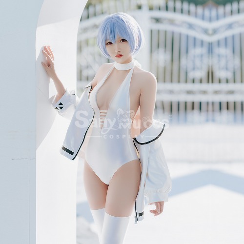 Anime EVA Neon Genesis Evangelion Cosplay Ayanami Rei Leather Bodysuit Jumpsuit Cosplay Costume - L