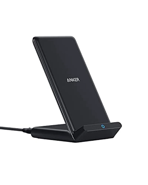 Anker 313 Wireless Charger (Stand), Qi-Certified for iPhone 14/14 Pro/14 Pro Max/13/13 Pro Max, 10W Fast-Charging Galaxy S20, S10 (No AC Adapter)