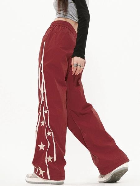 Unisex Straight-leg Casual Pants with Zipper Strips