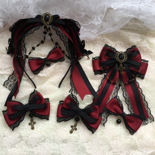 Chateau night Handmade Wine red Dark Black Series Lolita Hairpin KC Headband Cosplay headdress Gothic Women's Hair Ornaments