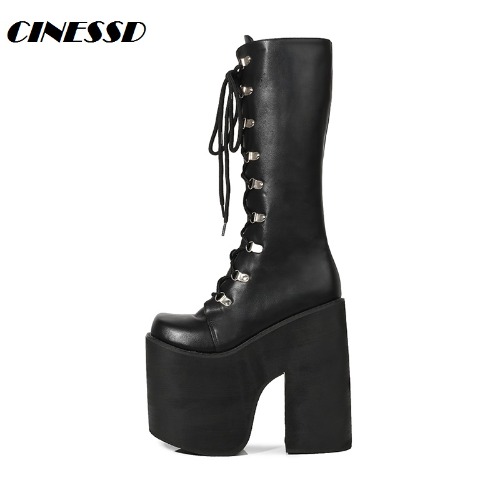 Custom large yards outside single high-barrel women's boots 17cm new nightclub DJ hate sky high stage catwalk heels women shoes