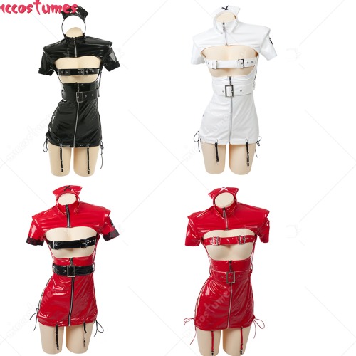Women Sexy Nurse Lace-up Dress Lingerie Costume Outfit with Belt And Face face covering Cosplay Costume Outfit