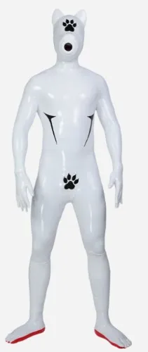 White Silicone Short Ears Drone Petsuit Set – Paw-smitizen