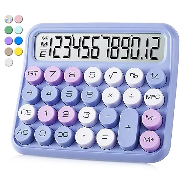 VEWINGL Mechanical Switch Calculator,Purple Calculator Cute 12 Digit Large LCD Display and Buttons,Calculator with Large LCD Display Great for Everyday Life and Basic Office Work