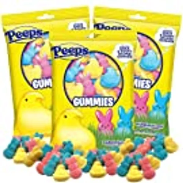 New 2023 Limited Edition Peeps Candies, Pink, Blue, and Yellow, Bunnies and Chicks, Easter Egg and Basket Stuffers, Pack of 3 (Gummy Candy)