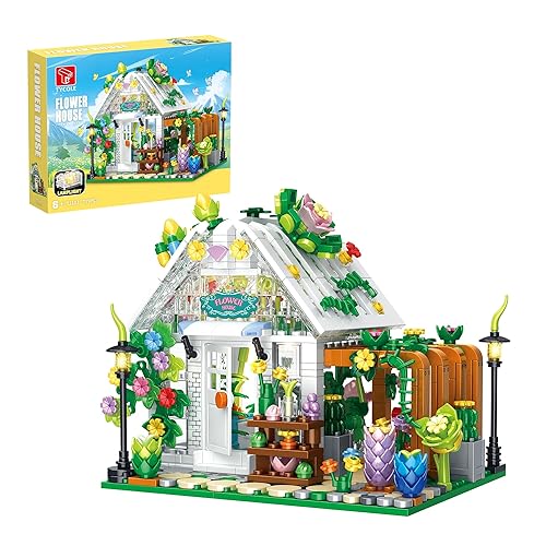 TYCOLE Flower House Building Set with Lights,Garden House Building Toy Kits Compatible with Legos,Creative Greenhouse Building Playset,Christmas Birthday Gift for Adults or Girls 8-12 Years(719PCS)