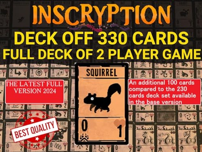 Inscryption Card Game with 330 Laminated Cards with Game Board and Maps, Trading Card Games. Fully Eligible for 2 Player Game. - 330 Cards deck plus wooden box