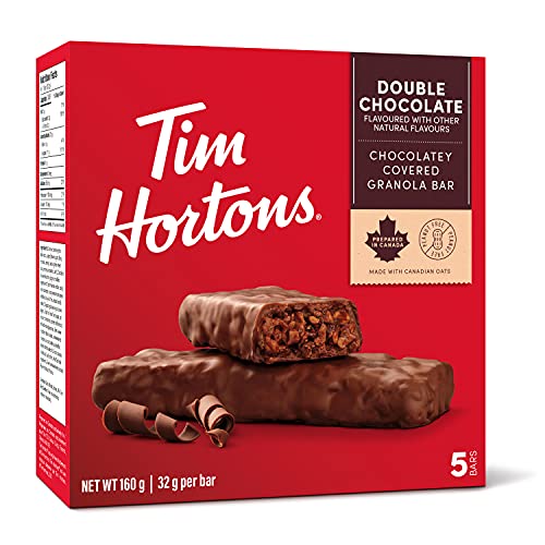 Tim Hortons Double Chocolate Granola Bars, Peanut Free, 5 Count, Imported from Canada} - Double Chocolate