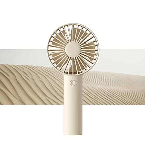 JISULIFE Handheld Portable Small Fan with 3 Speeds, USB Rechargeable Hand Fan, Personal Fan Battery Operate for Outdoor, Indoor, Commute, Office, Travel -Beige