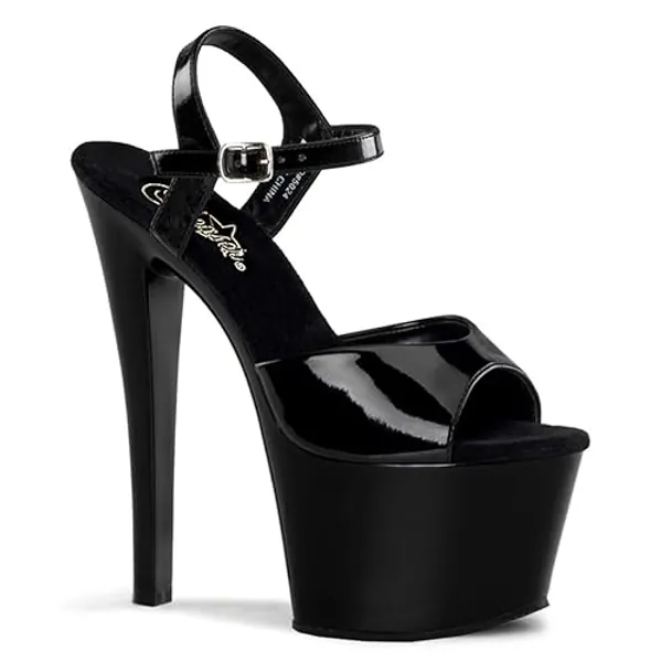 Pleaser Women's Sky-309 Platform Sandal - 8 - Black Patent/Black
