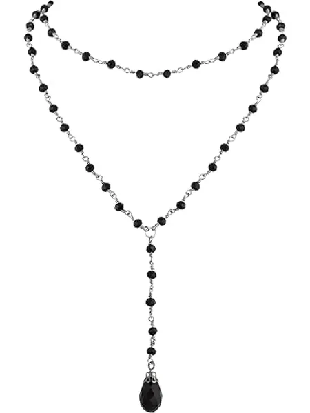 Sacina Gothic Layered Y Necklace, Dainty Necklace, Teardrop Necklace, Black Bead Necklace, Gothic Necklace, Goth Necklace, Christmas New Year Jewelry Gift for Women