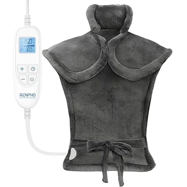 RENPHO Heating Pad for Back Pain Relief, Valentines Day Gifts for Her Him, Birthday Gifts for Women Men Mom, FSA HSA Eligible, Neck and Shoulder Heat Pad, Fast Heating, 24"x33", ETL Certified, Gray - 24"x33" - A-gray