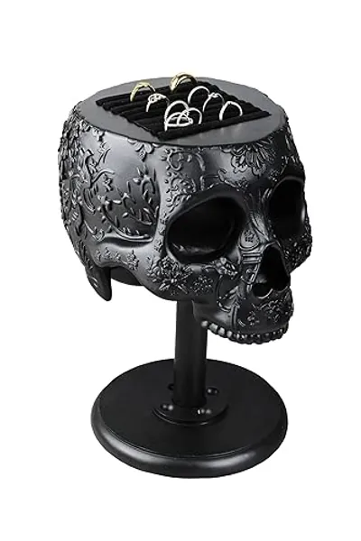 GUTE Skull﻿ Ring Holder 8" H Skull Decor, Goth Decor, Ring Organizer, ﻿Ring Storage Display, Jewelry Holder Trinket Tray for Rings!