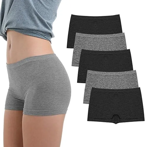 LALESTE Women's Boyshort Underwear Full Coverage Seamless Panties Soft Stretch Boxer Briefs 5 Packs - X-Large - B004