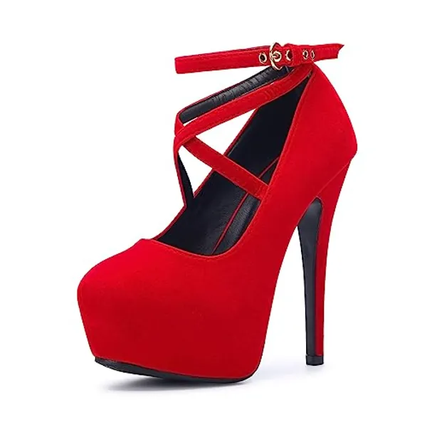 OCHENTA Women's Ankle Strap Platform Pumps Stiletto Party Dress Heel