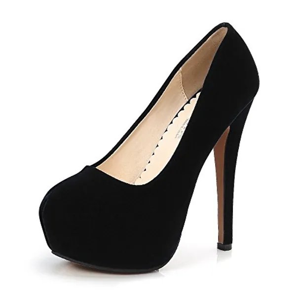 OCHENTA Women's Round Toe Stiletto High Heel Platform Slip On Pumps