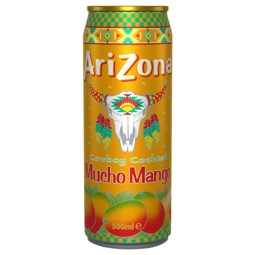 Arizona Muncho Mango, 12 x 500ml (Cans), Made With Cane Sugar, All Natural Ingredients, Bursting With Flavour, Pack Of 12 Drinks Cans