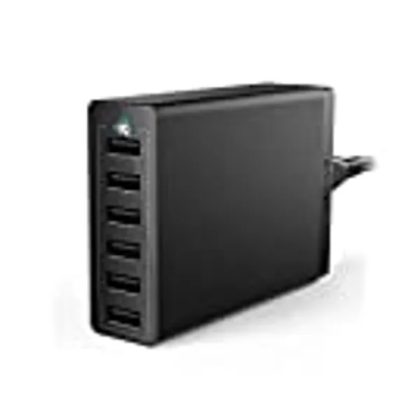 Wall Charger, Anker 60W 6 Port USB Charging Station, PowerPort 6 Multi USB Charger for iPhone Xs/Max/XR/X/8/7/Plus, iPad Pro/Air 2/Mini/iPod, Galaxy S9/S8/S7/Edge/Plus, Note, LG, HTC, and More