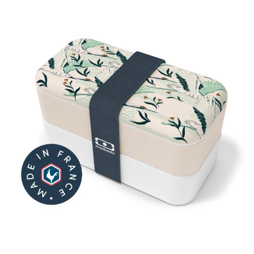 MONBENTO - Bento Box MB Original Destiny with Compartments Made in France - 2 Tier Leakproof Lunch Box for Work/School and Meal Prep - BPA Free - Food Grade Safe Food Containers - Grue Pattern