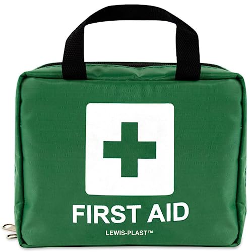 Lewis-Plast First Aid Kit Bag - 220 Piece Survival Kits - Safety Essentials for Travel Car Home Camping Work Hiking Holiday - Pack Supplies - Large