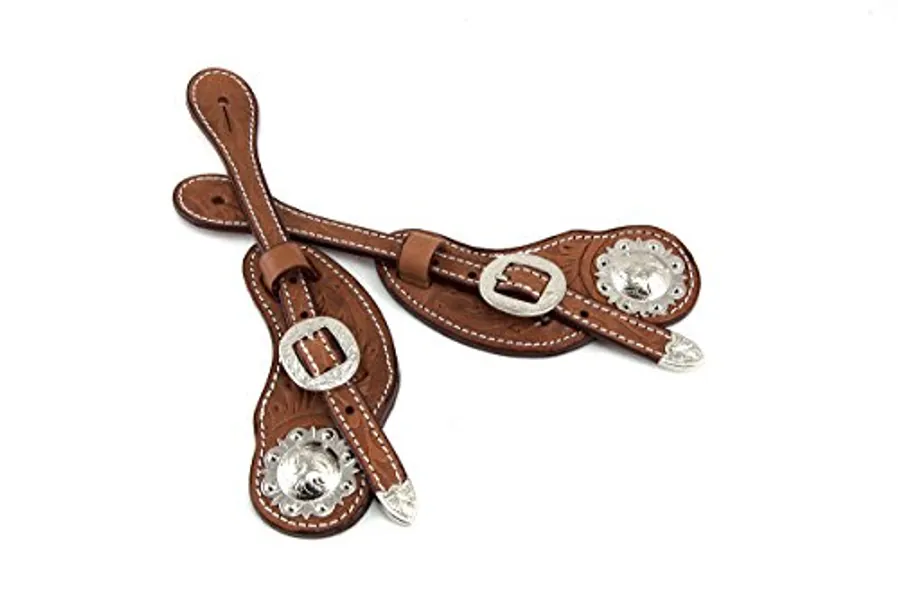 Aime Imports Western Oak Tooled Cowboy Spur Straps