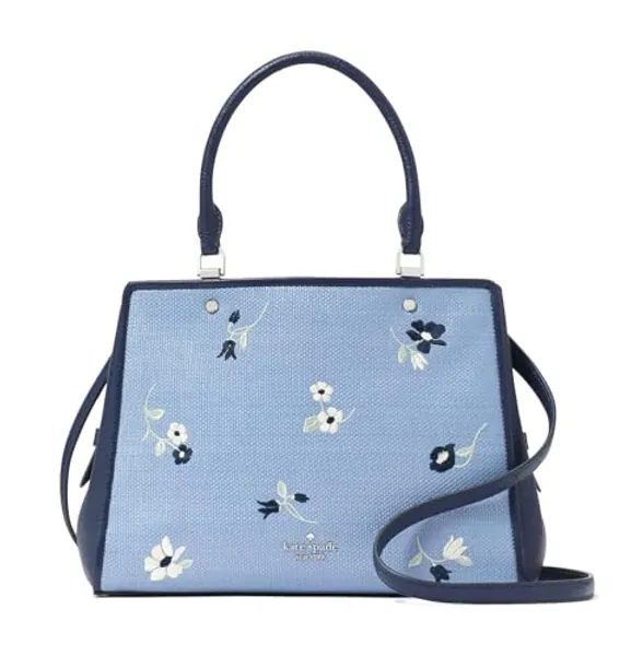 Kate Spade New York Leila Floral Embroidered Medium Triple Compartment Satchel In Indigo Shadow Multi