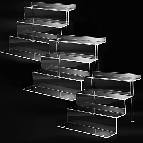 9 Inch Acrylic Shelf for Perfume Organizer in 3 Pack, 4 Tier Funko POP Shelves, Cologne Organizer Tiered Riser Display Stand, Acrylic Display for Decoration and Organizer - (9x7 inch) 3Pcs