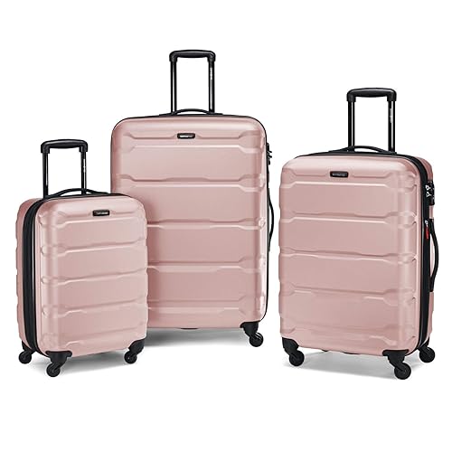Samsonite Omni PC Hardside Expandable Luggage with Spinner Wheels, 3-Piece Set (20/24/28), Pink - 3-Piece Set (20/24/28) - Pink