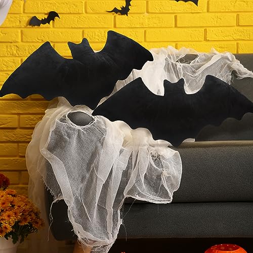 Huwena 2 Pcs Happy Halloween Pillow Bat Shaped Throw Pillow Crystal Velvet Ghost Decorative Pillow Cute Pillow for Couch Sofa Bed Decoration - Bat - 2