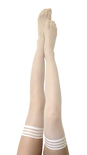 Kix`ies Stockings For Women | Thigh High Stockings with No-Slip Grip Stay Ups Thigh Bands | Womens Thigh High Stockings - D - Ashley White Sheer