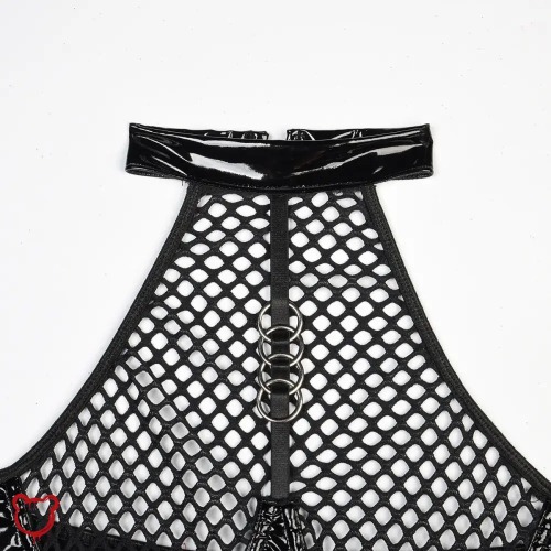 'No-Miss' Black Mesh Lingerie Bodysuit - Black / XL Bust 80-90cm