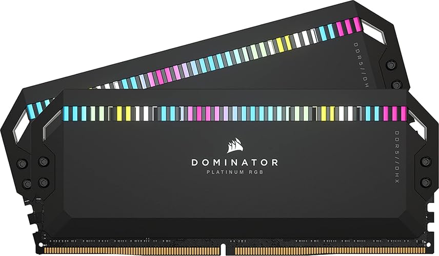 CORSAIR DOMINATOR PLATINUM RGB DDR5 RAM 32GB (2x16GB) 6400MHz CL32 Intel XMP iCUE Compatible Computer Memory - Black (CMT32GX5M2B6400C32) - 32GB (2x16GB)