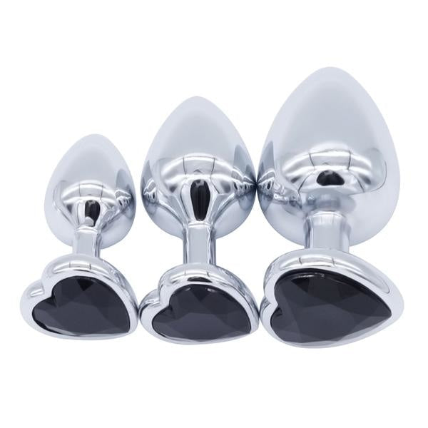 Heart Plugs (3 Piece Set + Many Colors) - Black