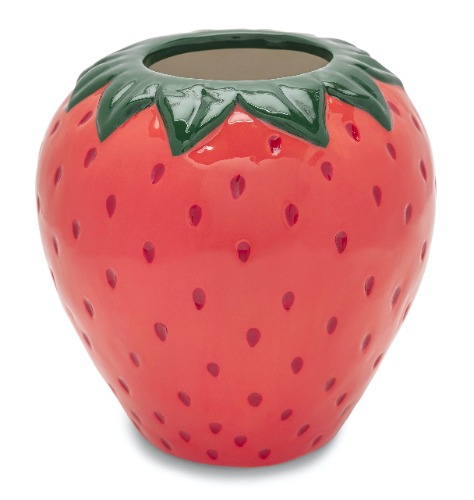 ban.do Vintage Inspired Decorative Ceramic Vase, Unique Home/Kitchen/Office Accent Decor, Strawberry Fields - 