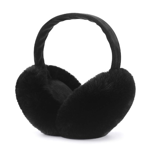 Winter Ear muffs Faux Fur Warm Earmuffs Cute Foldable Outdoor Ear Warmers For Women Girls - Black