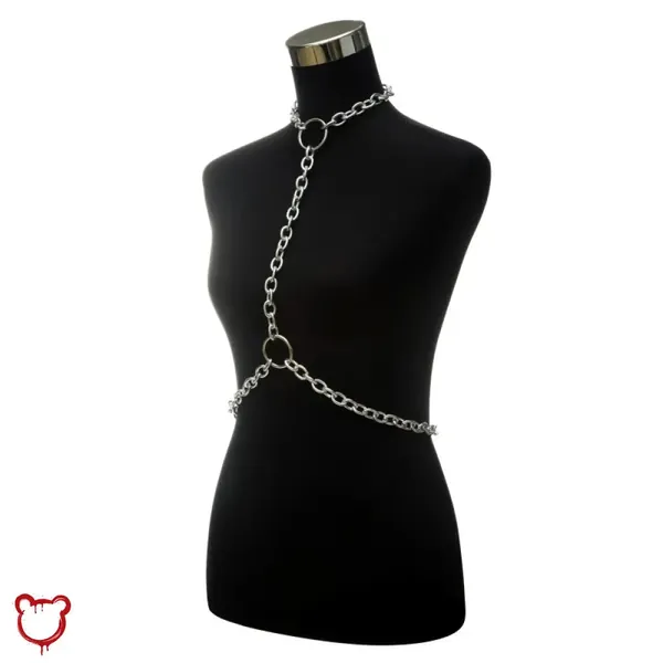 Silver harness body chain