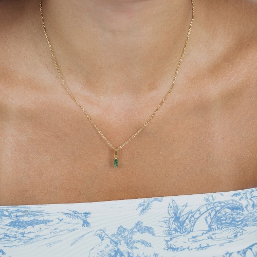 Dainty Emerald Charm Necklace | GOLD / GREEN