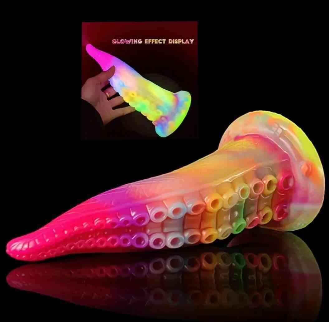 Soft tentacle dildo - suction cup, glows in the dark