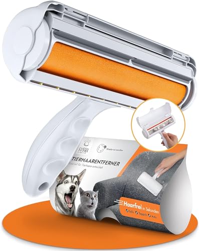 FusselMonster® [ Tierhaarentferner ] Fusselrolle für Hunde & Katzen entwickelt für effektive Reinigung von Sofa, Teppich, Auto I Wiederverwendbarer Katzenhaarentferner I Fusselrolle Tierhaare (weiß) - Weiß