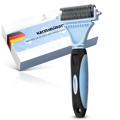 Pretty Paw ® Katzen Bürste für schonende & präzise Haarentfernung I Geeignet als Katzenbürste Langhaar & Katzenbürste Kurzhaar gegen Verfilzungen I Angenehm massierende Unterfellbürste Katze
