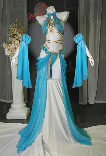 Princess Zelda Derivative Sexy Lingerie Set Halter Top and Panty with Thigh-High Socks and Gauze Skirt Cosplay Costume