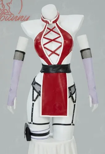 Ninja Sakura Derivative Sexy Lingerie Set Cutout Backless Halter Top and Mesh Panty with Gloves