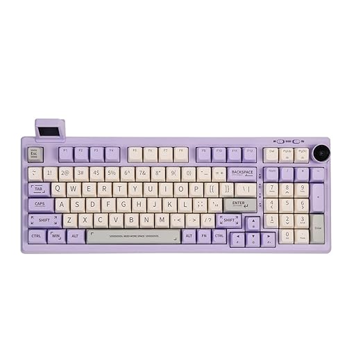 EPOMAKER RT100 97 Keys Gasket BT5.0/2.4G/USB-C Mechanical Keyboard with Customizable Display Screen, Knob, Hot Swappable Socket, 5000mAh Battery for Win/Mac(RT100 Purple， Wisteria Linear Switch) - Wisteria Linear Switch - RT100 Purple