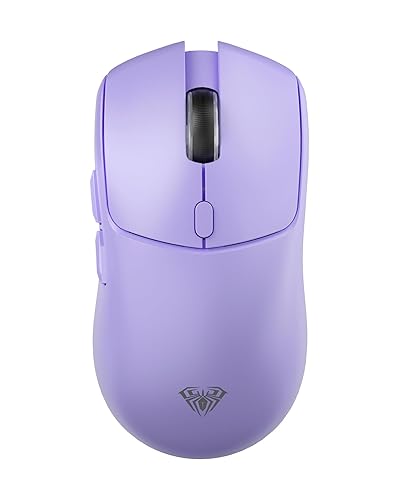 AULA SC580X Wireless Gaming Mouse, Tri-Mode 2.4G/BT5.0/USB-C Gaming Mouse, 12000 DPI Rechargeable Wireless Mouse with 6 Programmable Buttons, Ergonomic Computer Mouse for Laptop/PC/Mac/Tablet - Light purple