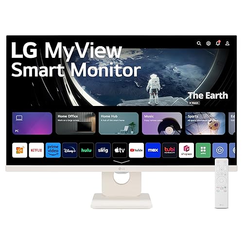 LG 27SR50F-W MyView Smart Monitor 27-Inch FHD (1920x1080) IPS Display, webOS 23, HDR 10, x2 Built-in Speakers, AirPlay 2, Screen Share, Bluetooth, ThinQ App, Remote Control, White - 27-inch - White