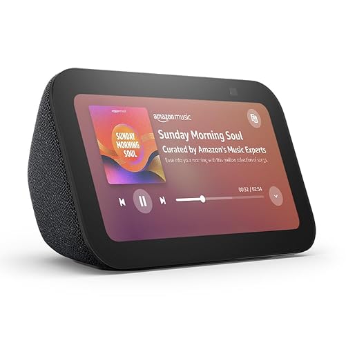 Echo Show 5 (Newest gen) | Smart display and alarm clock with clearer sound | Charcoal - Charcoal - Device Only