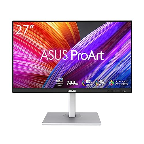 ASUS ProArt Display 27” 1440P Professional Monitor (PA278CGV) - IPS, QHD (2560 x 1440), 144Hz, 95% DCI-P3, ΔE < 2, Calman Verified, USB-C PD 90W, FreeSync Premium, DisplayHDR 400, Height Adjustable - 27" QHD 144Hz USB-C FreeSync Premium Mac