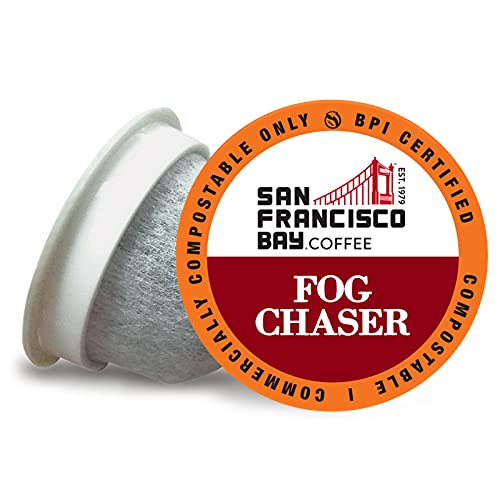 San Francisco Bay Compostable Coffee Pods - Fog Chaser (80 Ct) K Cup Compatible including Keurig 2.0, Medium Dark Roast - Fog Chaser - 80 Count (Pack of 1)