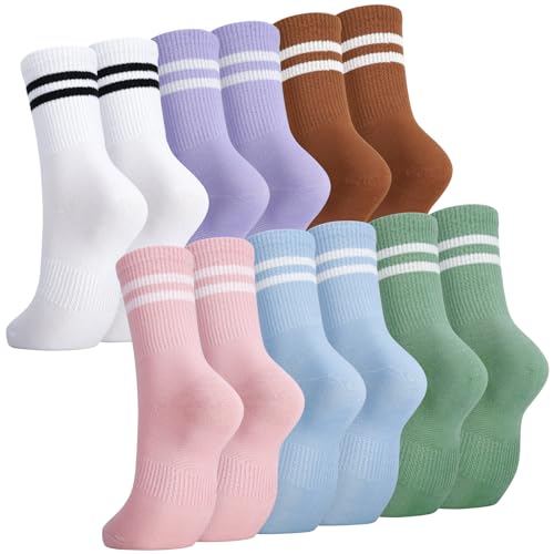 Zuimei 6 Pairs Ladies Socks Sports Gym Leisure Crop Socks, Breathable Ankle Cotton Liners Socks Multipack for Women Girls, Size 3-7 - Multi - Polyester