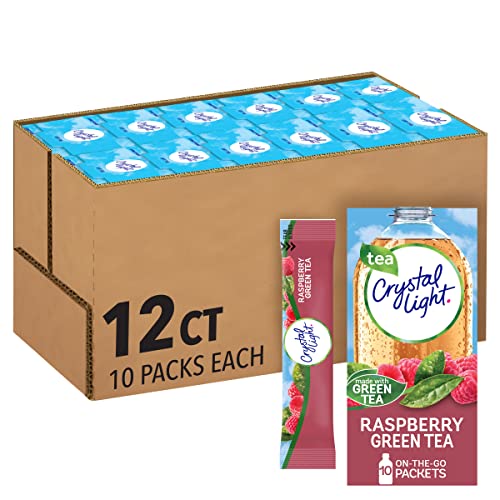 Crystal Light Sugar-Free Raspberry Green Tea On-The-Go Powdered Drink Mix 120 Count-10 Count (Pack of 12) - Raspberry - 0.96 Ounce (Pack of 12)